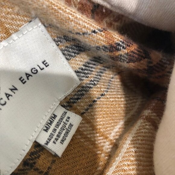 American Eagle Plaid Button Down Hoodie Size M - Picture 9 of 16